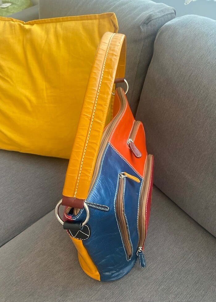 Çok renki deri çanta - Görsel 4
