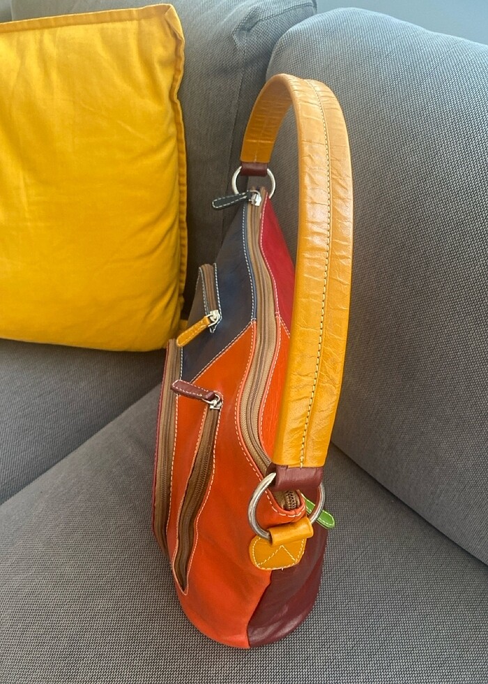 Çok renki deri çanta - Görsel 3