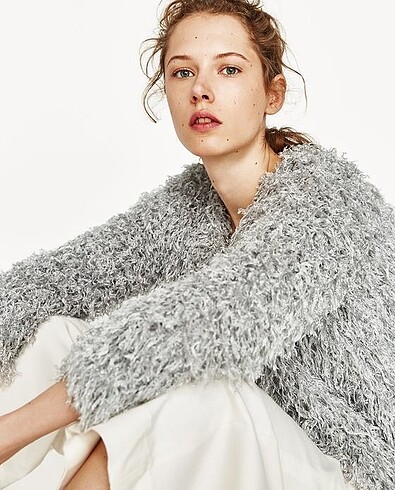 Zara Zara Gümüş Peluş Ceket