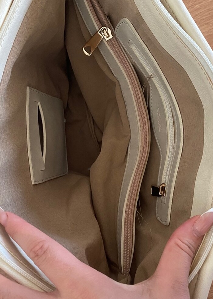 bej deri çanta - Görsel 4