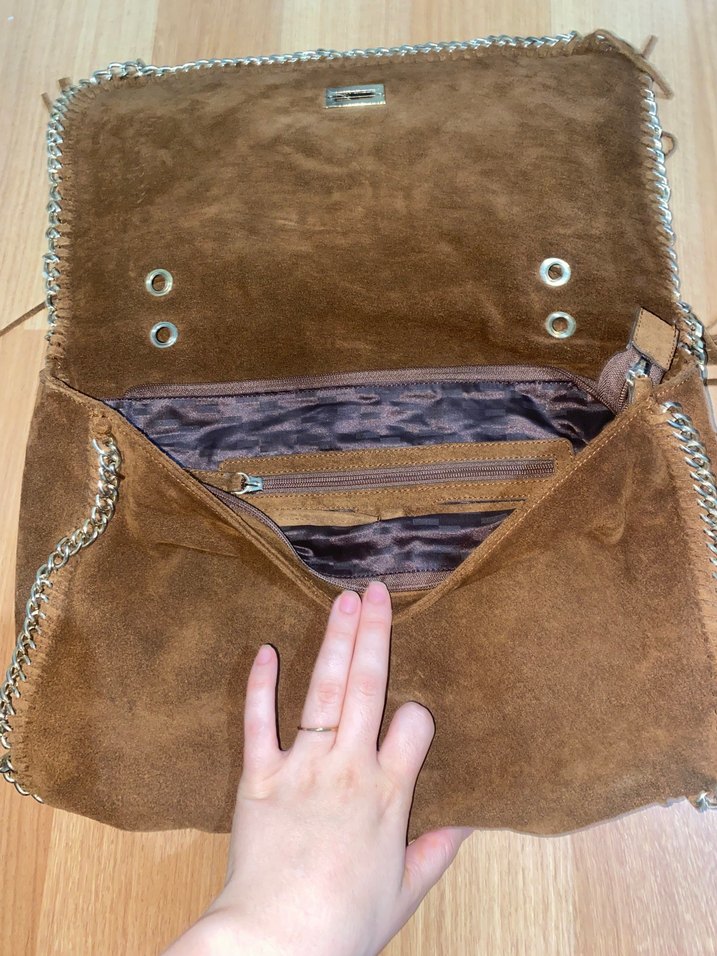 kahverengi gerçek deri kol çantası - Görsel 2