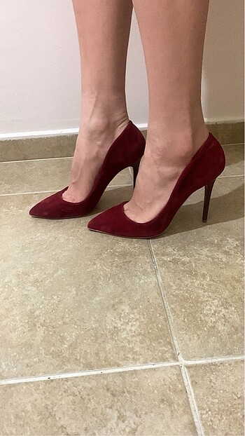 Süet Bordo Stiletto