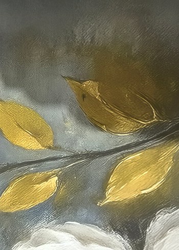 Beyaz Çiçekli Gri Arka Planlı Tablo - Görsel 3