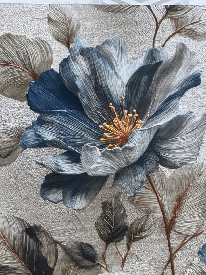 Mavi ve Gri Çiçekli Tablo - Görsel 2