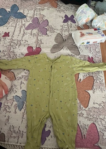 HelloBaby Fermuarlı Pembe Desenli Kız Bebek Tulum
