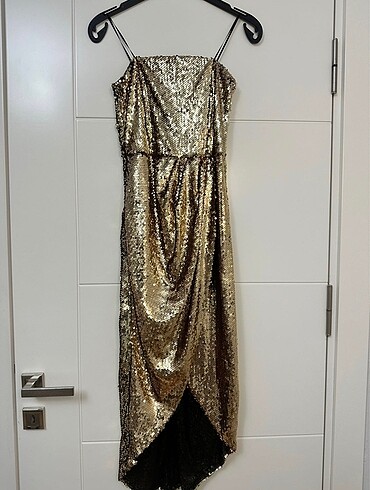 Gold şık abiye elbise