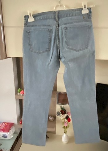 Gri Düğmeli Kadın Denim Pantolon - Görsel 3
