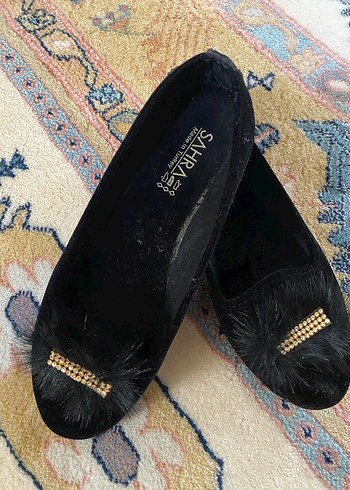 Siyah Tüylü düz ev Kadın Babet - Görsel 2