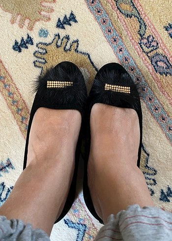 Siyah Tüylü düz ev Kadın Babet - Görsel 4