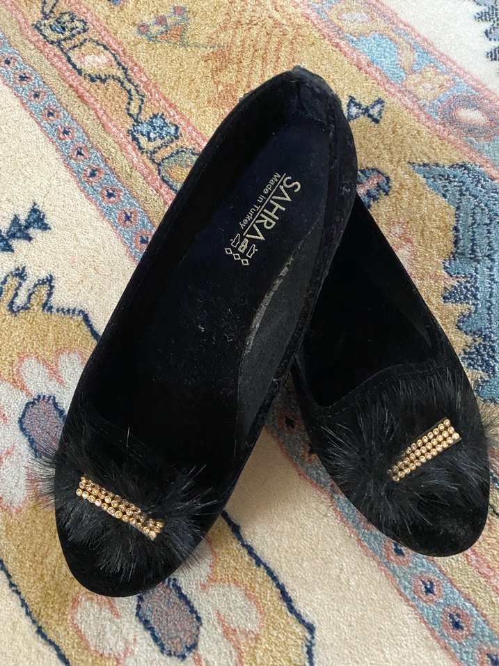 Siyah Tüylü düz ev Kadın Babet - Görsel 2