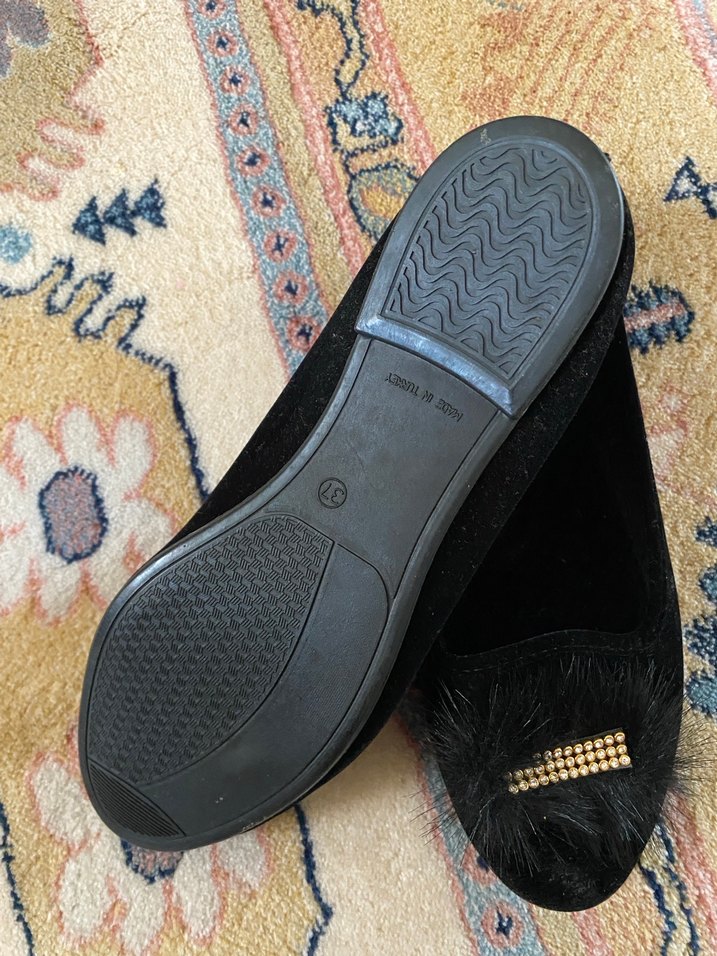 Siyah Tüylü düz ev Kadın Babet - Görsel 3