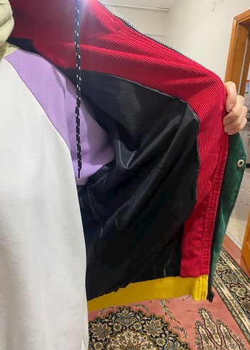 Renkli Kapüşonlu Düğmeli Kadın Ceket - Görsel 4