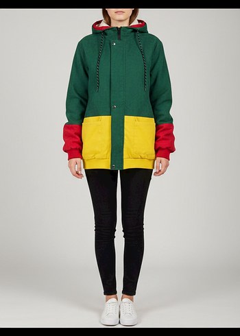 Renkli Kapüşonlu Düğmeli Kadın Ceket - Görsel 6