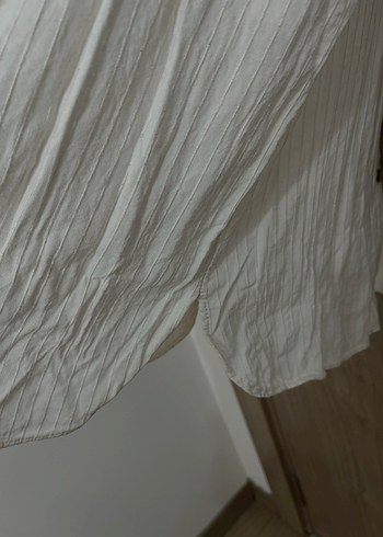 Nakışlı Cep Detaylı Uzun Keten Gömlek - Görsel 3