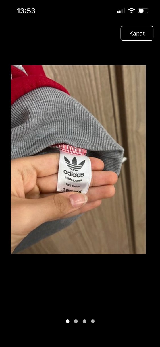 Adidas Gri-Kırmızı Yüksek Yakalı Erkek/Kadın Sweatshirt - Görsel 2