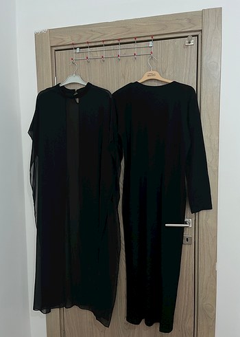 Siyah Uzun Kollu Salaş Kadın Abiye/Elbise 2 Parça - Görsel 3