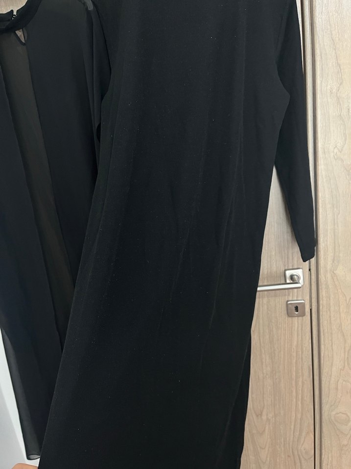 Siyah Uzun Kollu Salaş Kadın Abiye/Elbise 2 Parça - Görsel 4