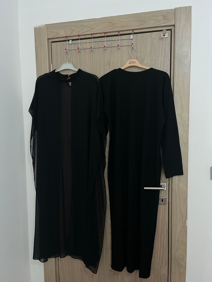 Siyah Uzun Kollu Salaş Kadın Abiye/Elbise 2 Parça - Görsel 3