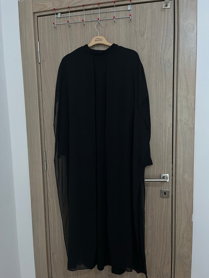 Siyah Uzun Kollu Salaş Kadın Abiye/Elbise 2 Parça - Görsel 2