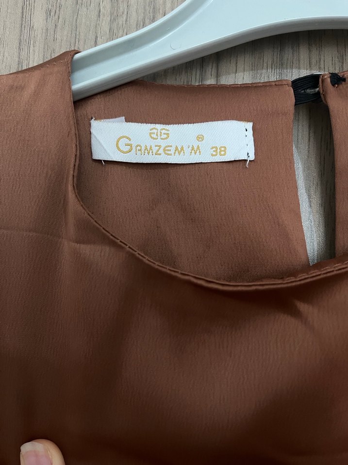 Tesettür Kahverengi Uzun Kollu Salaş Elbise/Abiye - Görsel 4