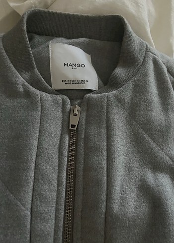 Mango Gri Fermuarlı Kadın Ceket