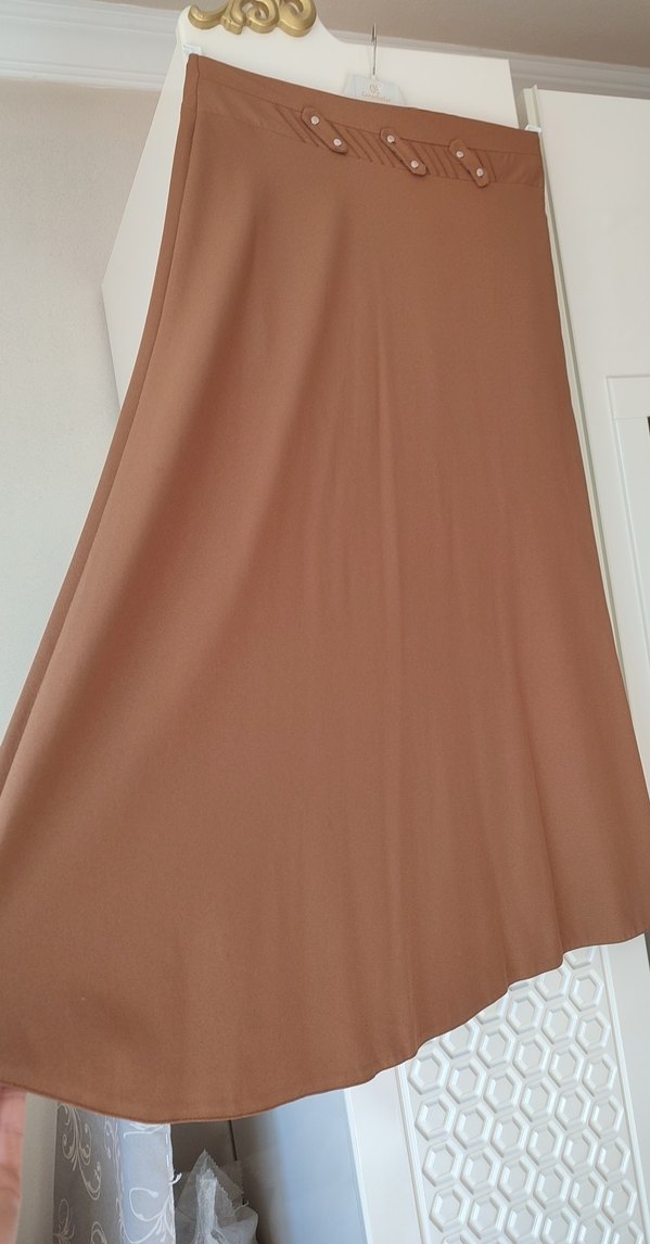 kahverengi Uzun Kadın Etek - Görsel 2