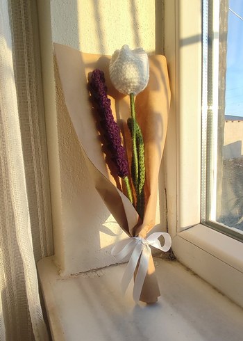 Bohem Tarzda El Yapımı Örgü Çiçek Buketi - Görsel 2