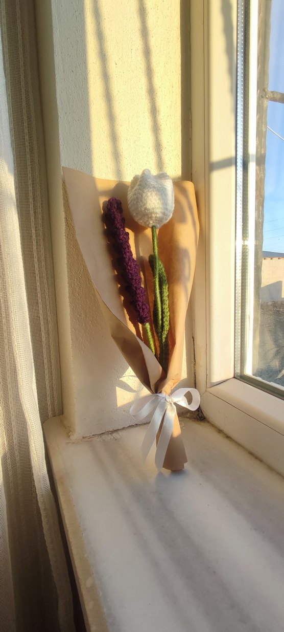 Bohem Tarzda El Yapımı Örgü Çiçek Buketi - Görsel 2