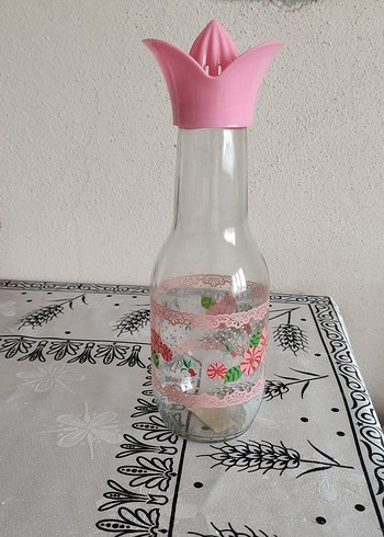 Pastel Pembe Dekoratif Cam sürahi - Görsel 3