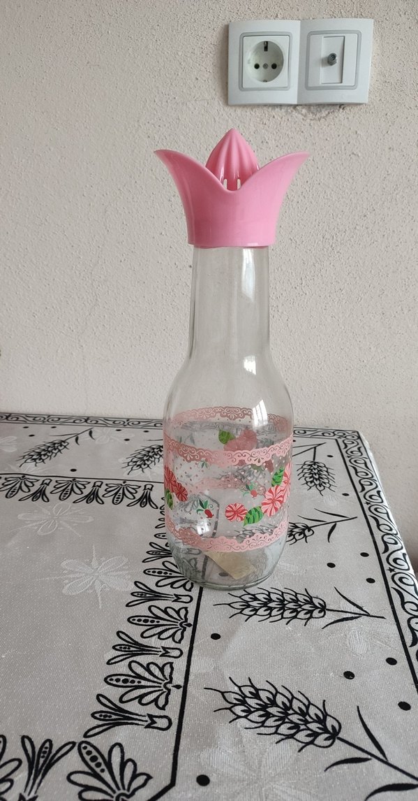 Pastel Pembe Dekoratif Cam sürahi - Görsel 3