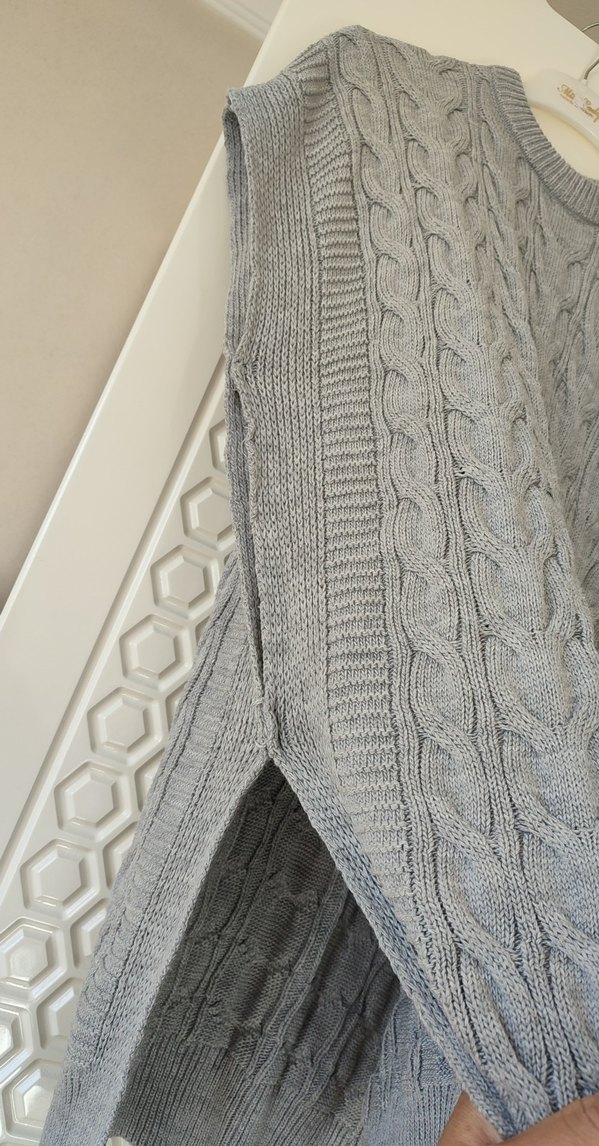 Gri Örgü Kadın Süveter Yelek - Görsel 3