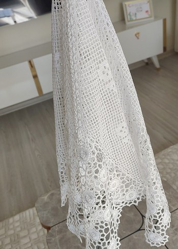 El Örgüsü Beyaz Dantel fiskos Örtüsü - Görsel 4