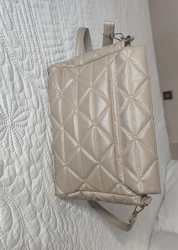 Bej Deri Kadın El Çantası Fermuarlı - Görsel 2