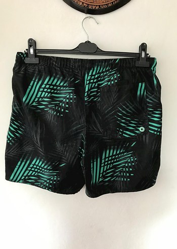 Erkek Siyah-Yeşil Bağcıklı Şort - Görsel 6