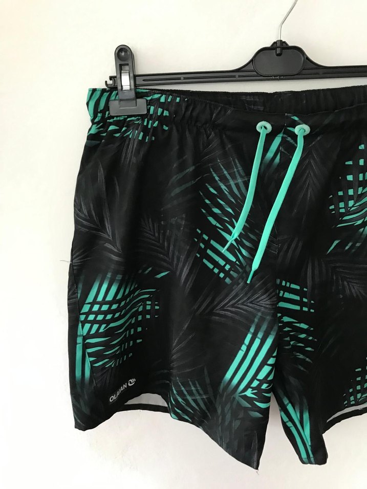 Erkek Siyah-Yeşil Bağcıklı Şort - Görsel 2