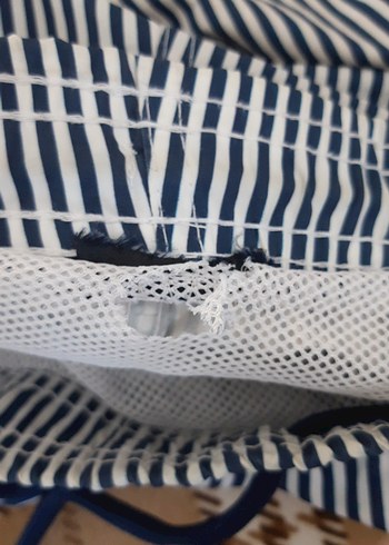 Erkek Beyaz Çizgili Pliseli  Şort - Görsel 10