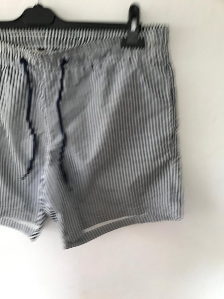 Erkek Beyaz Çizgili Pliseli  Şort - Görsel 3