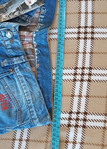 Orijinal Erkek Mavi Denim Bermuda Kot Şort - Görsel 9