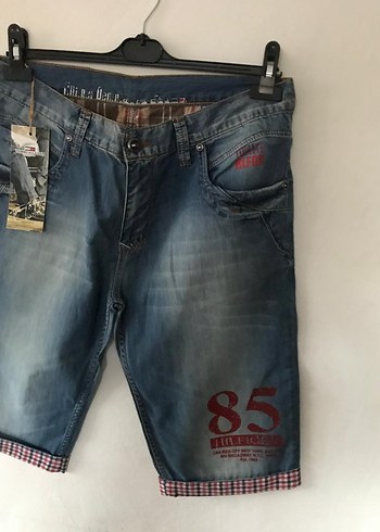 Orijinal Erkek Mavi Denim Bermuda Kot Şort - Görsel 2