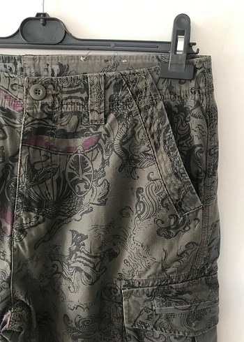 Gri Kamuflaj Desenli Rock Punk Erkek Şort - Görsel 6