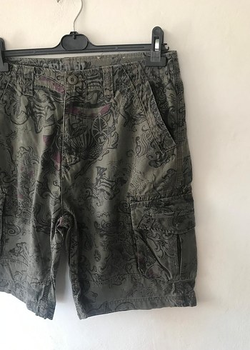 Gri Kamuflaj Desenli Rock Punk Erkek Şort - Görsel 3