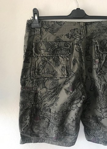 Gri Kamuflaj Desenli Rock Punk Erkek Şort - Görsel 5