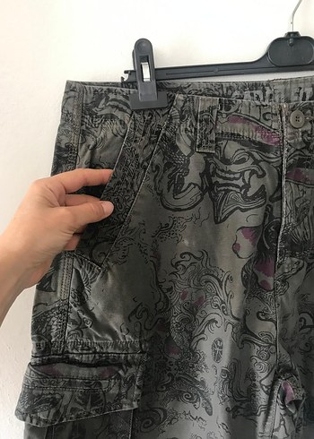 Gri Kamuflaj Desenli Rock Punk Erkek Şort - Görsel 7