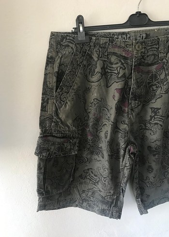 Gri Kamuflaj Desenli Rock Punk Erkek Şort - Görsel 2