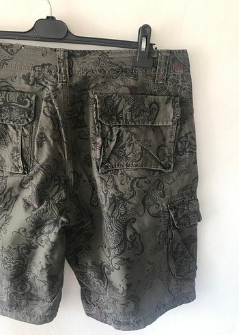 Gri Kamuflaj Desenli Rock Punk Erkek Şort - Görsel 8