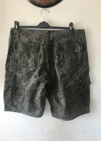 Gri Kamuflaj Desenli Rock Punk Erkek Şort - Görsel 4