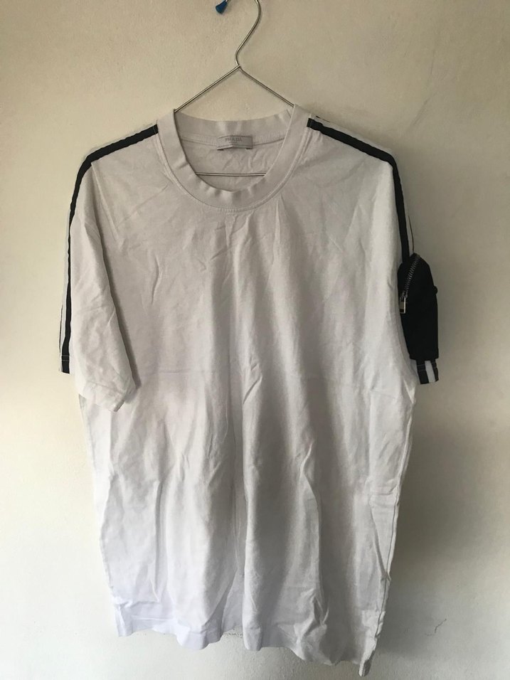 Beyaz Baskılı Oversize Erkek Tişört - Görsel 2