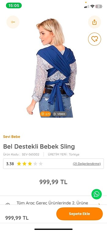 Sevi Bebe Bebek sling