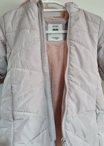 Gri Peluş Detaylı Kız Çocuk montu - Görsel 2