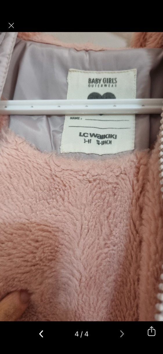 Gri Peluş Detaylı Kız Çocuk montu - Görsel 3